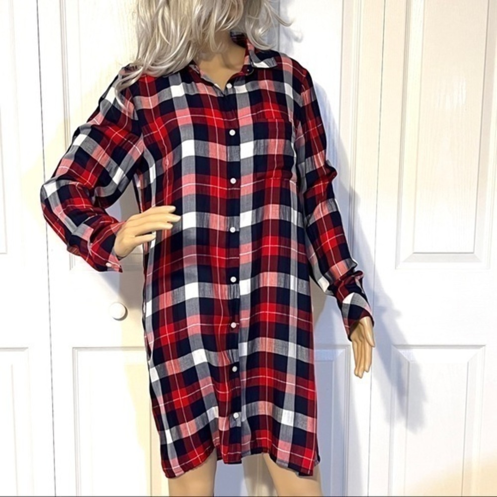 Tommy Hilfiger Plaid Checkered Long Sleeve Viscose Women’s Shirt Dress Small - Picture 9 of 10